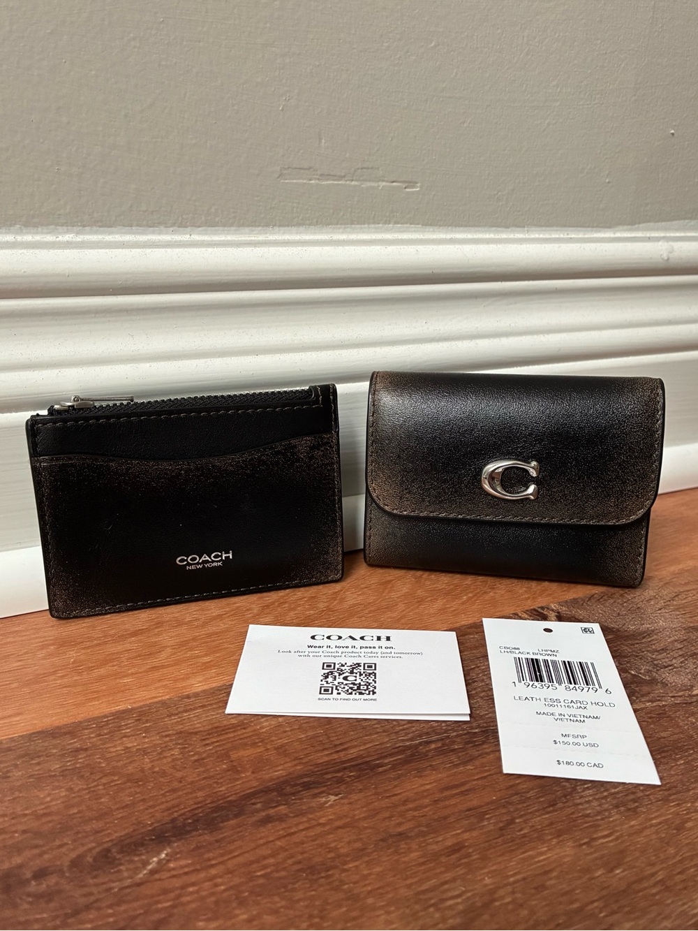 Coach Essential 2 Piece Card Holder And Wallet In Loved Leather, CBO88, NWOT